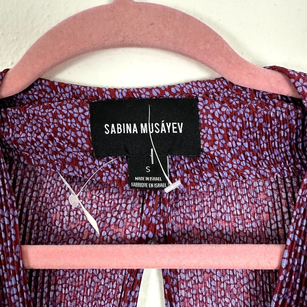 NWT Sabina Musayev Hadar Long Sleeve Dress in Maroon Size Small - Picture 7 of 11